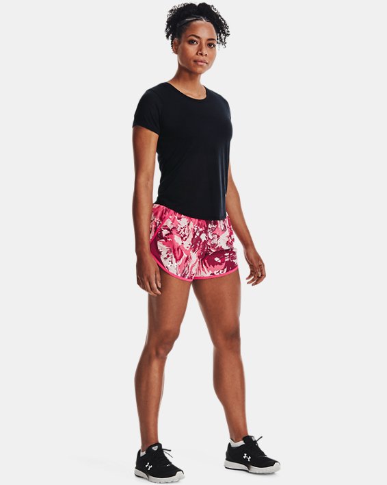 Women's UA Fly-By 2.0 Printed Shorts, Pink, pdpMainDesktop image number 2